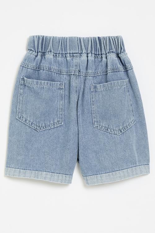 Heart print denim shorts-blue