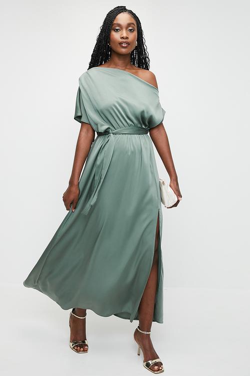 Slash neck maxi dress - laurel wreath