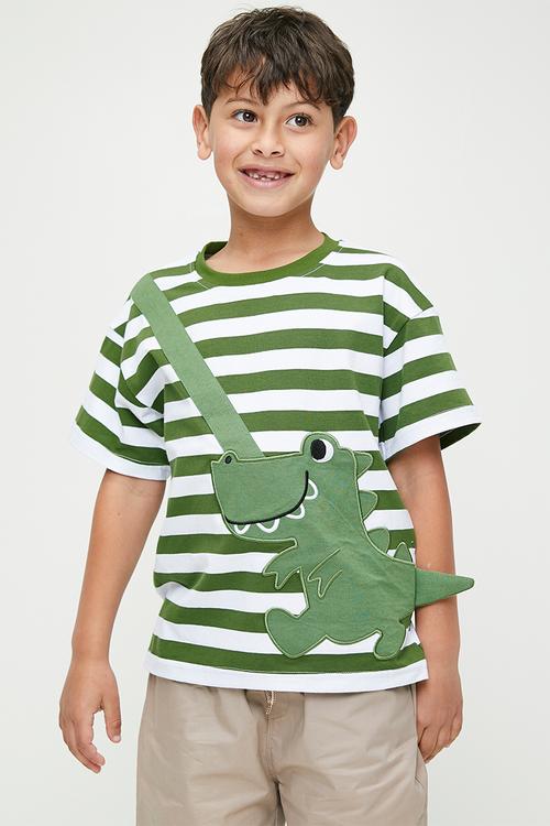 Striped tee - green & white
