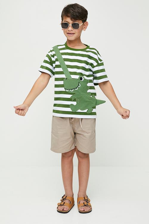 Striped tee - green & white