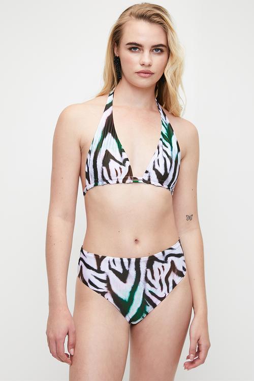 Multifunction Triangle Bikini Top - Zebra Small Print