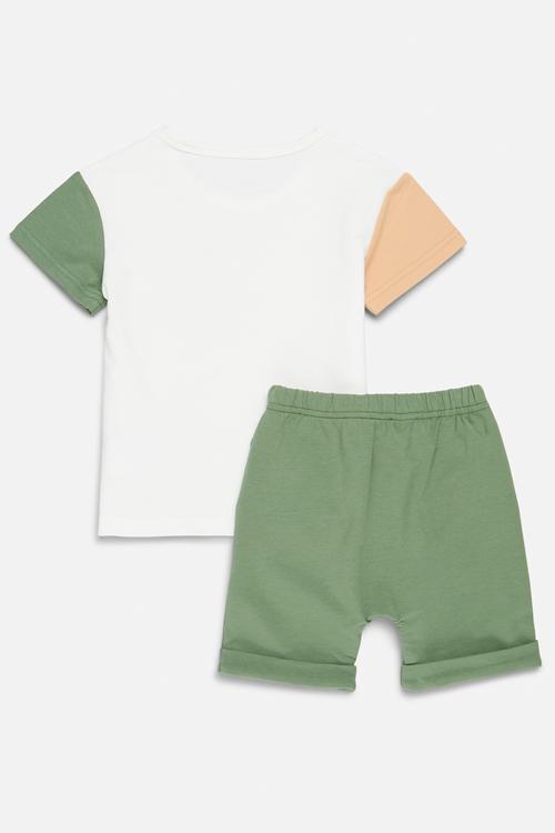 Colour block tee and short set - multi