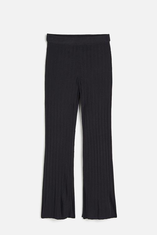 Rib-knit trousers - dark grey