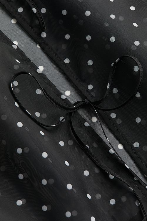 Open-back organza vest top - black & spotted