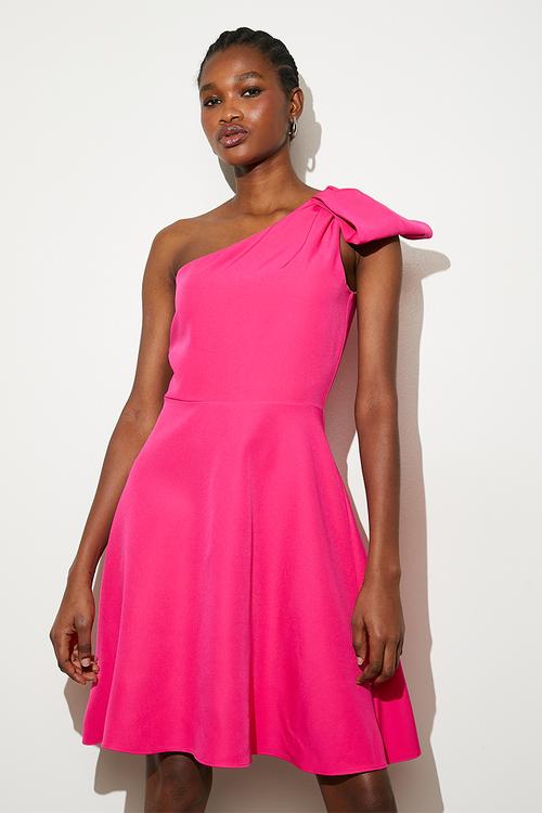 Bow detail skater dress - fuschia