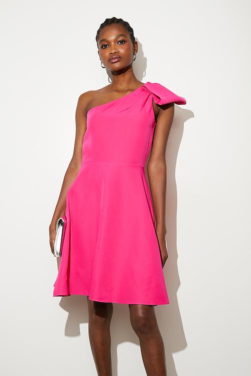Bow detail skater dress - fuschia