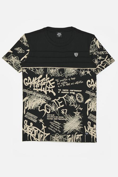 Boys crew neck fashion tee - black