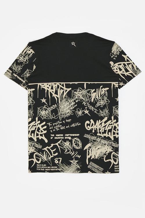 Boys crew neck fashion tee - black