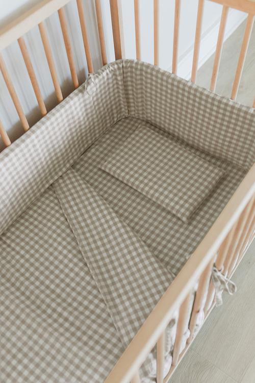 Cot Duvet cover - natural Gingham