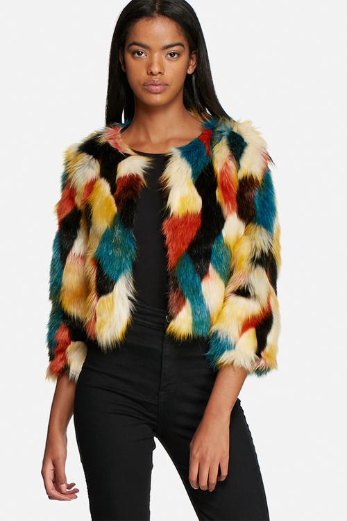 Multi Faux Fur Short Jacket