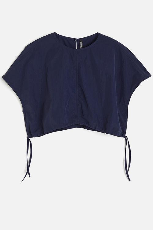 Drawstring-detail cropped top - blue