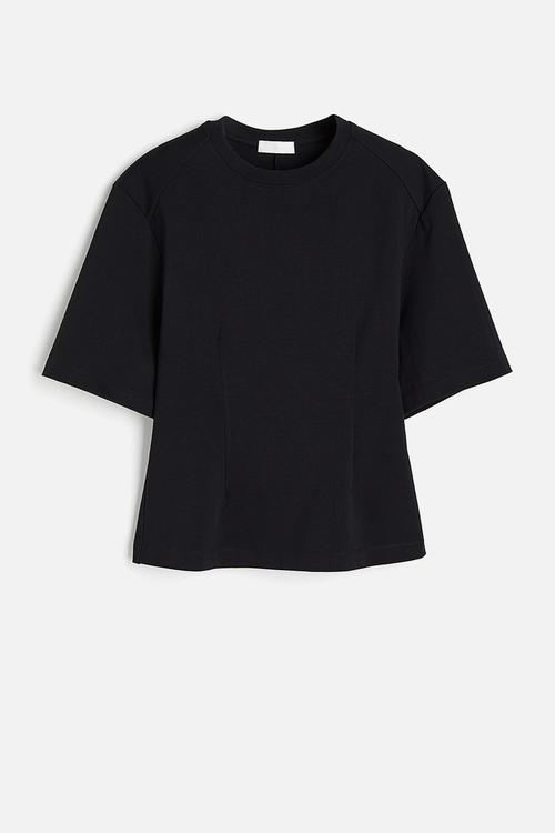 Tapered-waist top - black