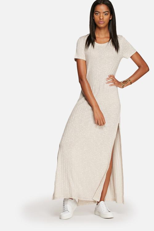 Ribbed Slit Maxi Dress