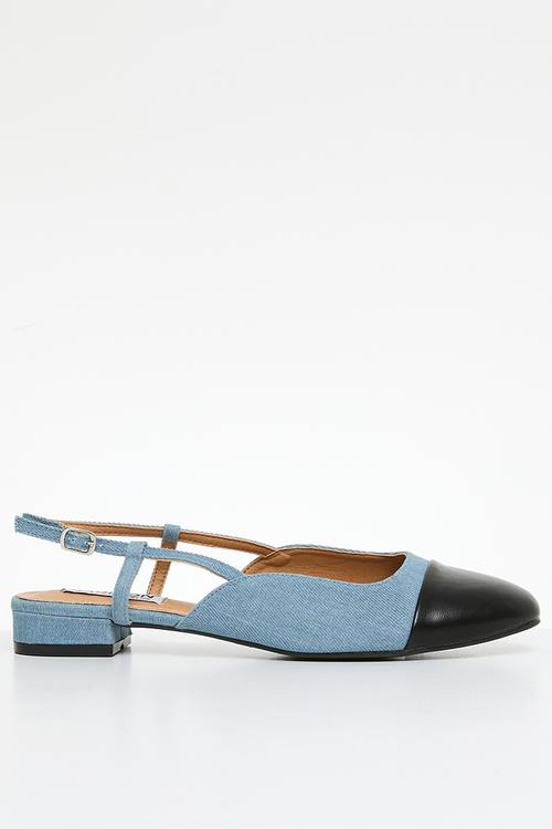 Bluma pump flat - black & denim
