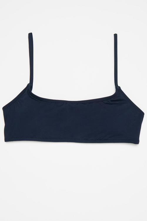 Straight Neck Crop Bikini Top - Midnight