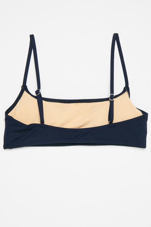 Straight Neck Crop Bikini Top - Midnight
