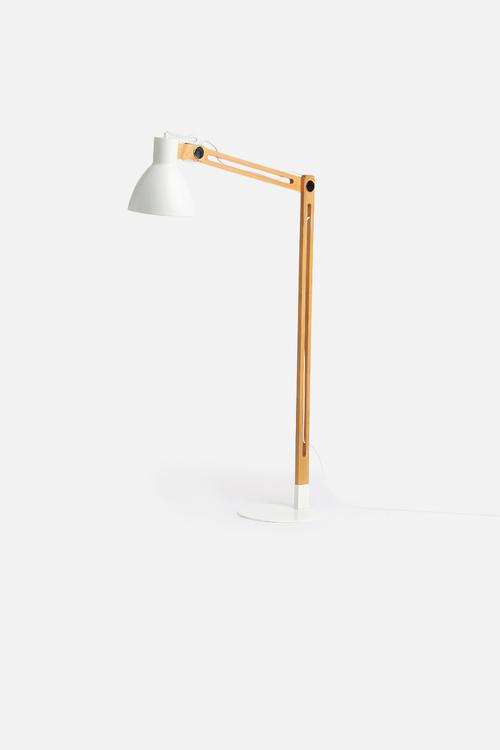 White & Wood Floor Lamp