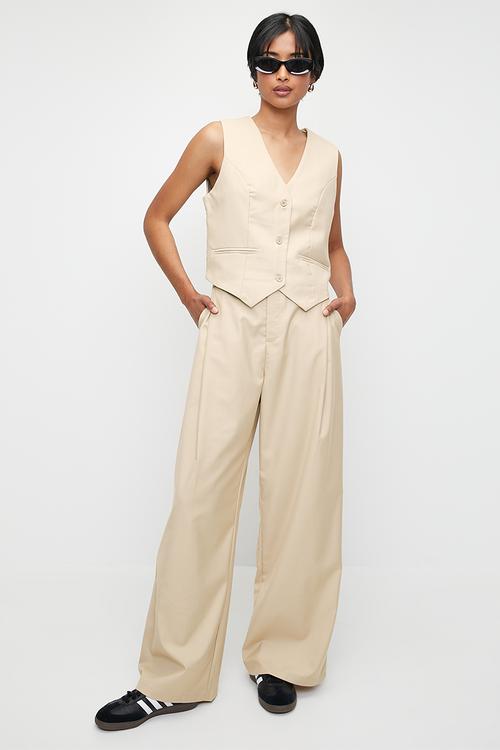 Co-ord midrise wide leg - neutral