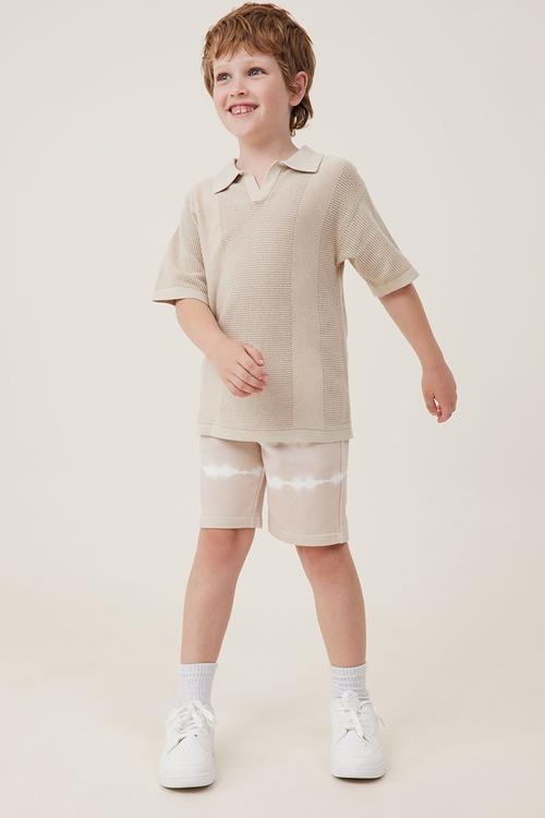 Harlow longline fleece short - rainy day/vanilla tie dye