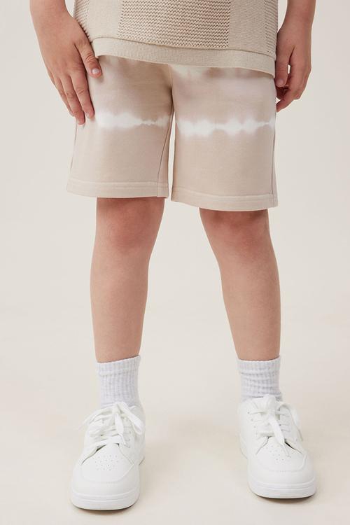 Harlow longline fleece short - rainy day/vanilla tie dye