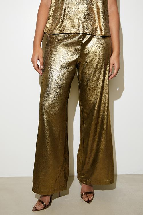 Co-ord metallic wide leg - gold