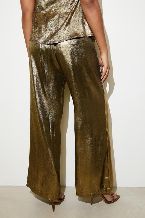 Co-ord metallic wide leg - gold