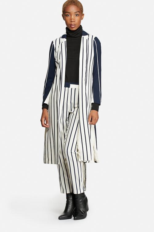 Cool Long Sleeve Long Stripe Blazer