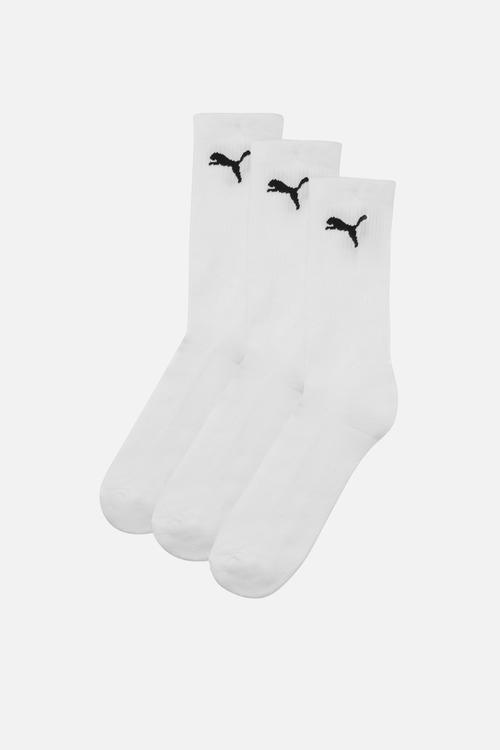 Adults 3 pk cat logo tennis socks - white