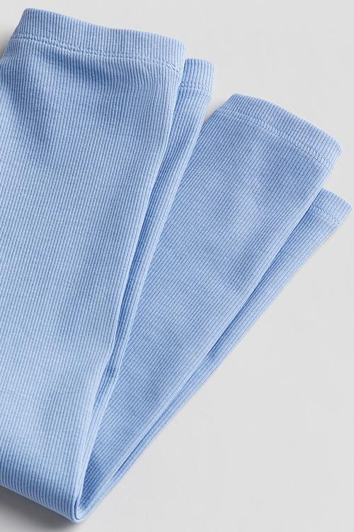 Ribbed jersey leggings - pastel blue