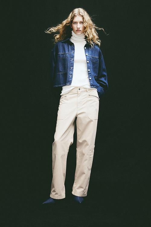 Twill cargo trousers - beige