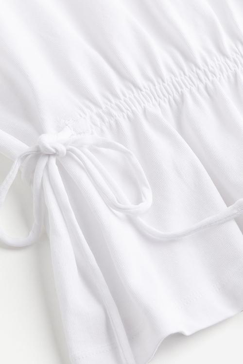 Tie-detail top - white