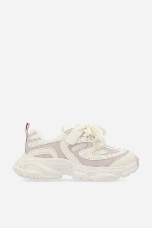Lace up sneakers - pink & white