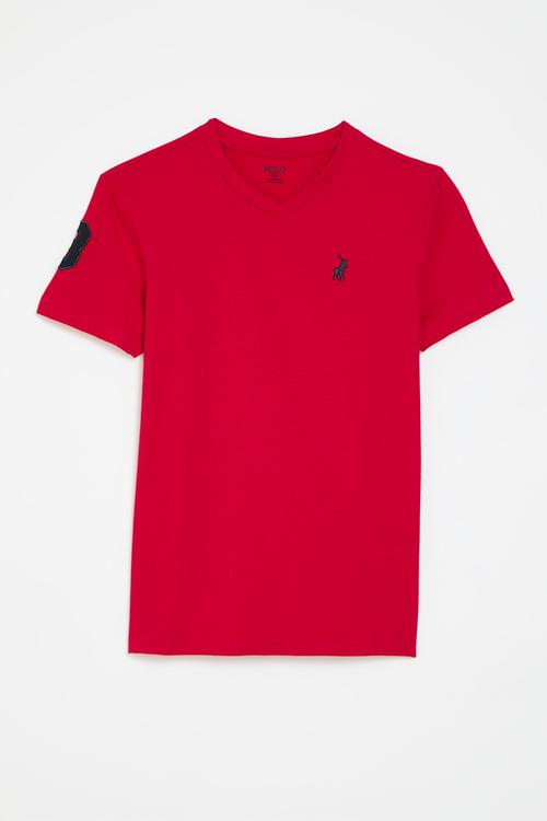 Boys james v neck tee - red