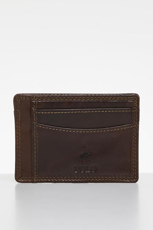 Credit Card Wallet With Top Pocket - Brown
