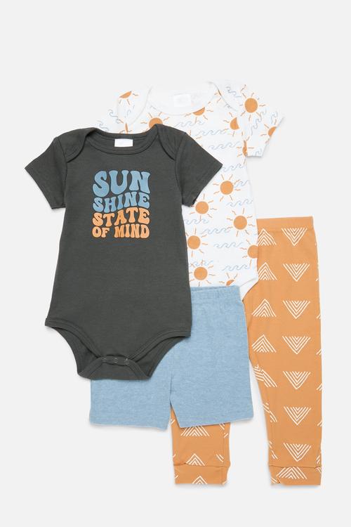 4 Piece bodyvest shorts & legging set-  multi