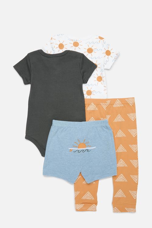 4 Piece bodyvest shorts & legging set-  multi