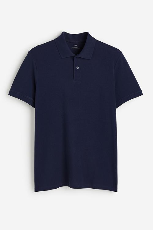 Regular fit piqué polo shirt - navy blue