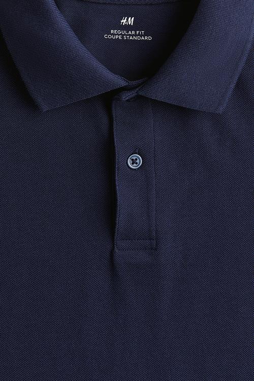Regular fit piqué polo shirt - navy blue