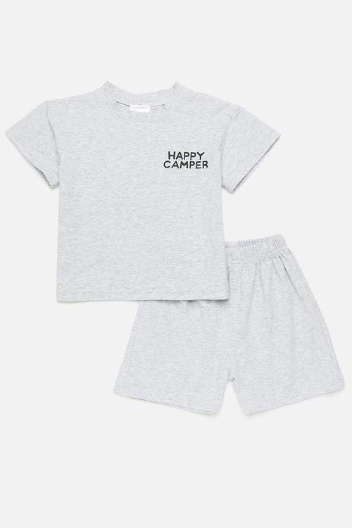 Happy camper top and bottom set - grey