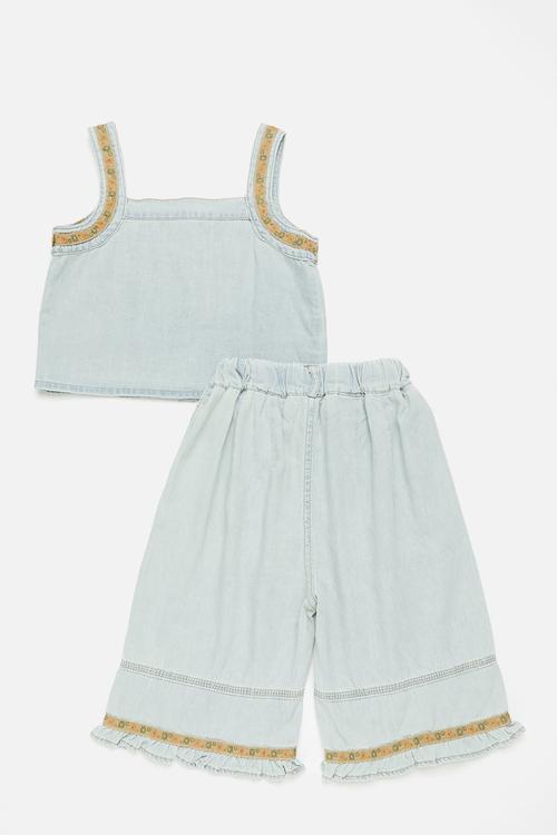 Denim top & bottom set - light blue