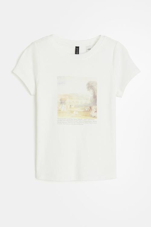 Printed T-shirt - cream the british museum