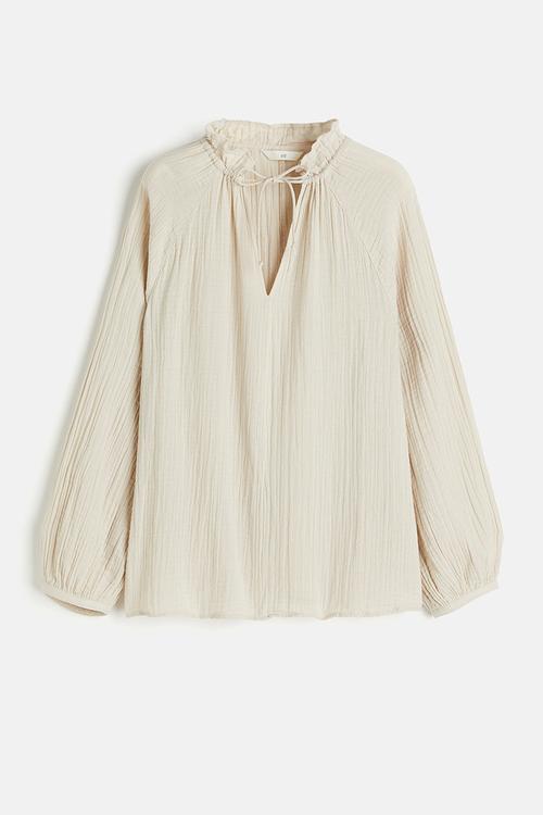 Muslin popover blouse - light beige
