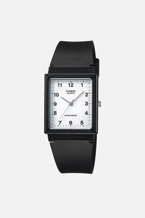 Analog recteglar skim resin watch - black