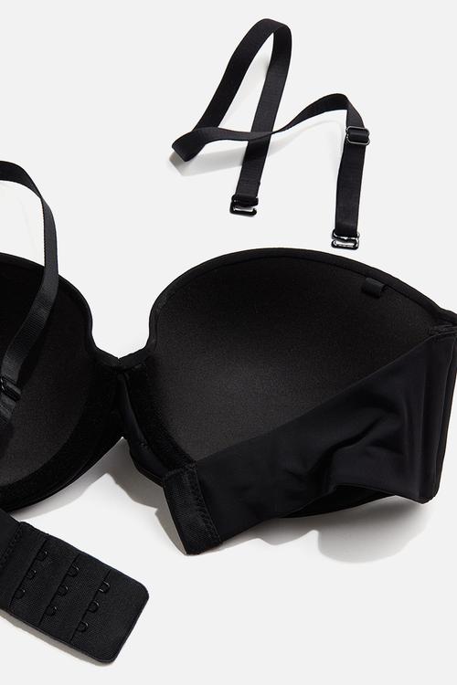 Padded microfibre balconette bra - black
