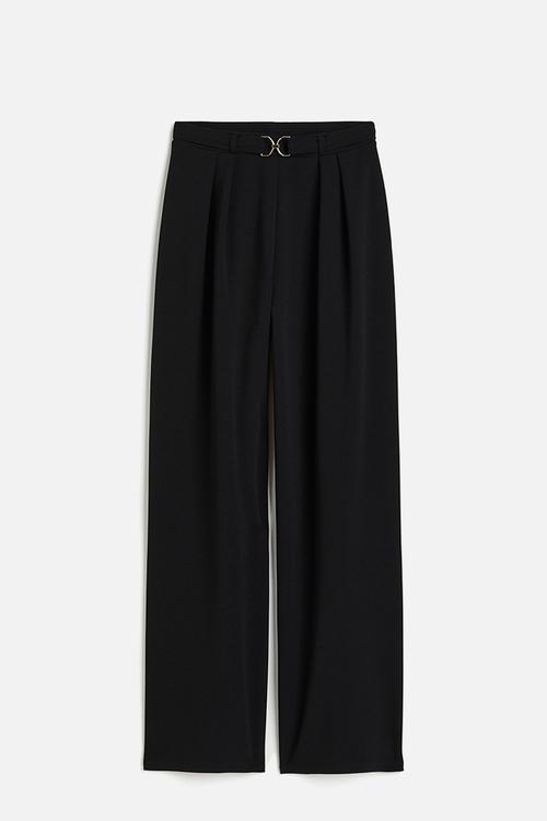 Buckle-detail tailored trousers - black