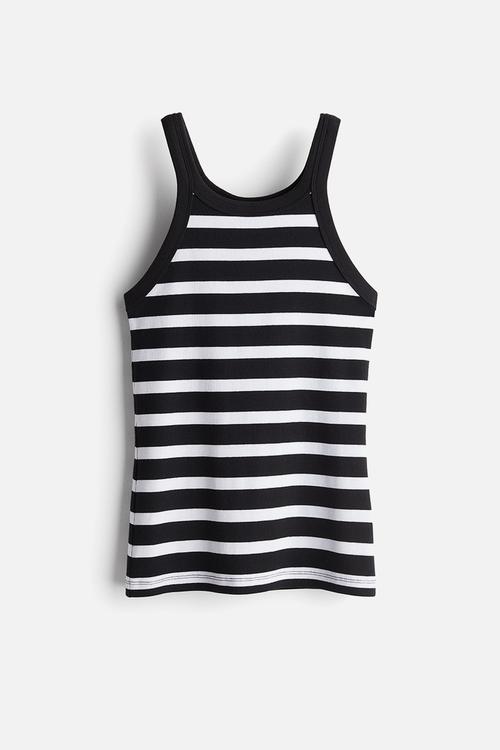 Ribbed vest top - black
