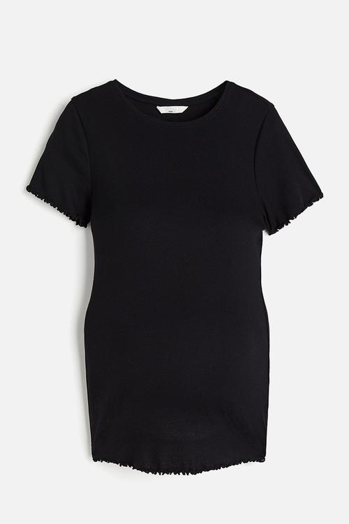 Mama 2 pack ribbed cotton tops - black/striped