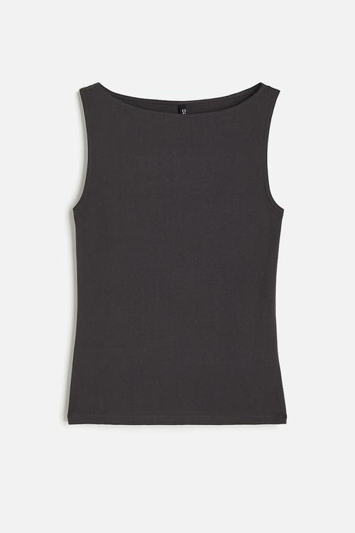 Boat-neck vest top - dark grey