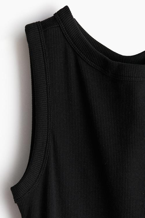 Ribbed bodycon dress - black