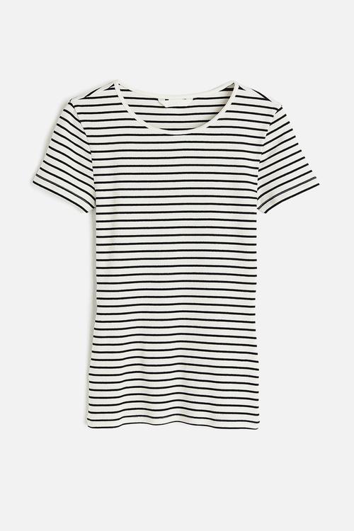 Ribbed t-shirt - white & black striped
